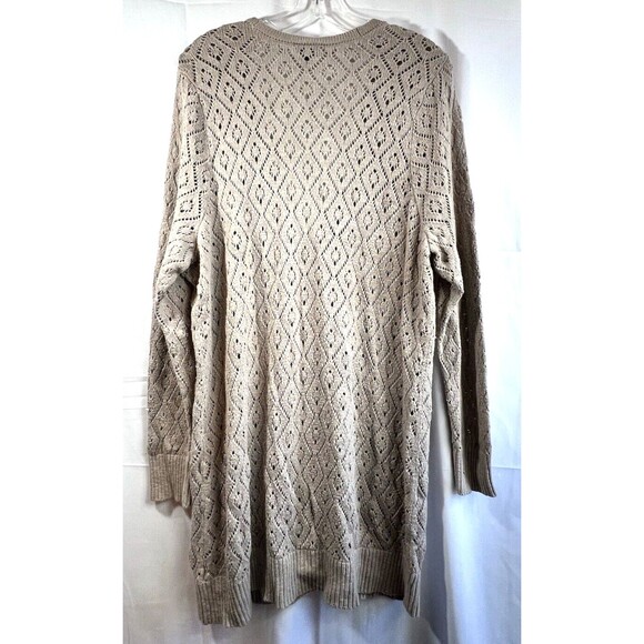 Torrid Taupe Pointelle Button Front Boyfriend Cardigan Sz 3 - Picture 7 of 11